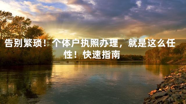 告别繁琐！个体户执照办理，就是这么任性！快速指南