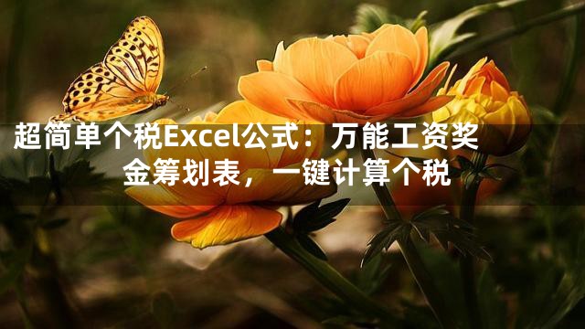 超简单个税Excel公式：万能工资奖金筹划表，一键计算个税