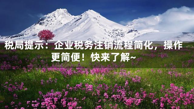 税局提示：企业税务注销流程简化，操作更简便！快来了解~