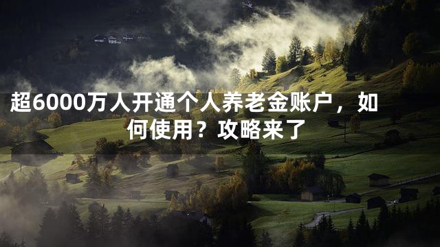 超6000万人开通个人养老金账户，如何使用？攻略来了