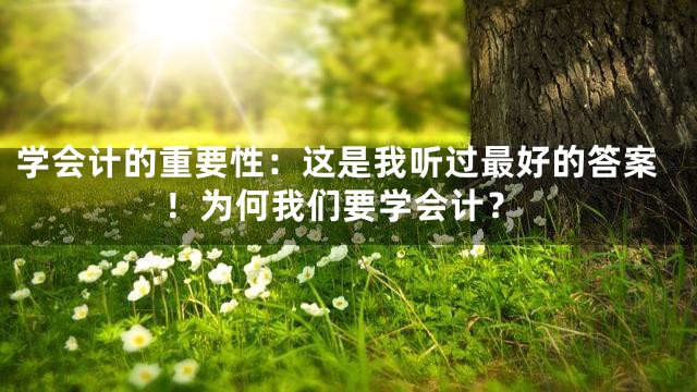 学会计的重要性：这是我听过最好的答案！为何我们要学会计？