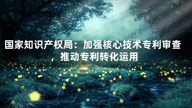 国家知识产权局：加强核心技术专利审查，推动专利转化运用