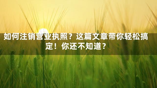如何注销营业执照？这篇文章带你轻松搞定！你还不知道？
