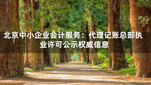 北京中小企业会计服务：代理记账总部执业许可公示权威信息
