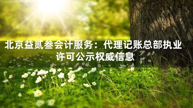 北京益贰叁会计服务：代理记账总部执业许可公示权威信息