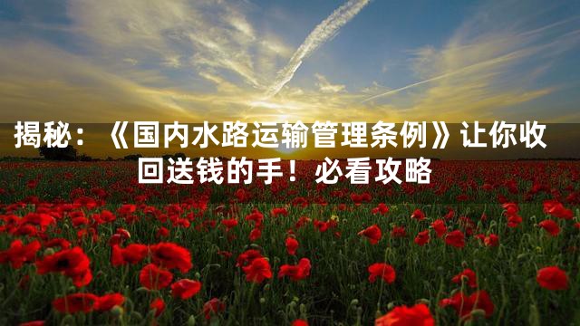 揭秘：《国内水路运输管理条例》让你收回送钱的手！必看攻略