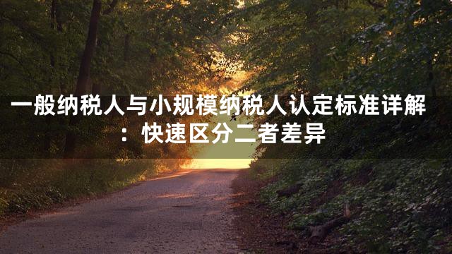 一般纳税人与小规模纳税人认定标准详解：快速区分二者差异