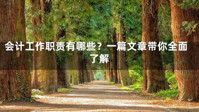 会计工作职责有哪些？一篇文章带你全面了解