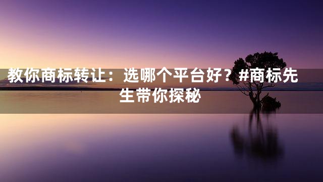 教你商标转让：选哪个平台好？#商标先生带你探秘