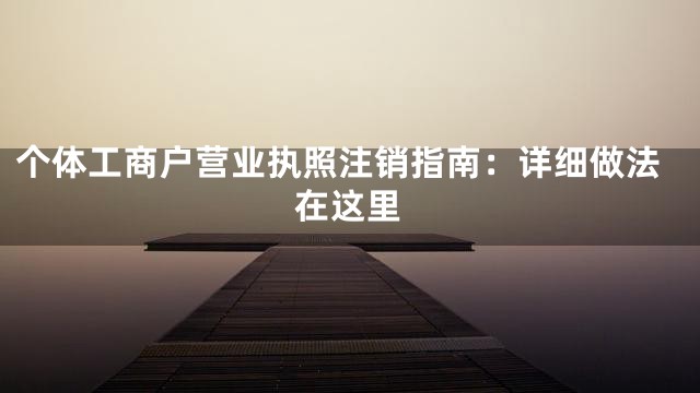 个体工商户营业执照注销指南：详细做法在这里