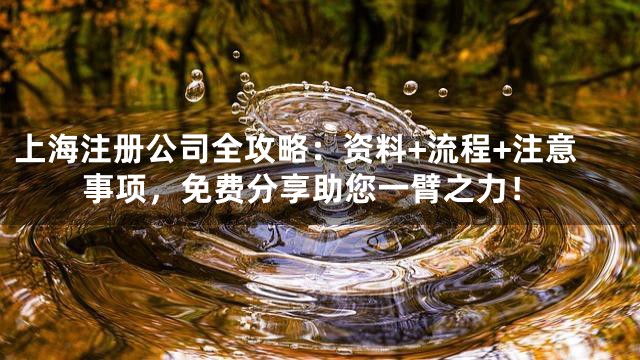 上海注册公司全攻略：资料+流程+注意事项，免费分享助您一臂之力！