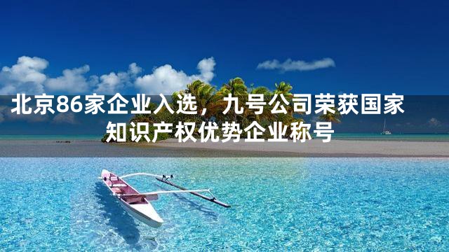 北京86家企业入选，九号公司荣获国家知识产权优势企业称号