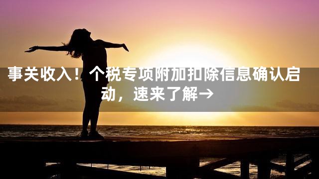 事关收入！个税专项附加扣除信息确认启动，速来了解→