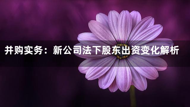 并购实务：新公司法下股东出资变化解析