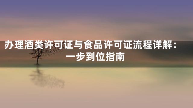 办理酒类许可证与食品许可证流程详解：一步到位指南