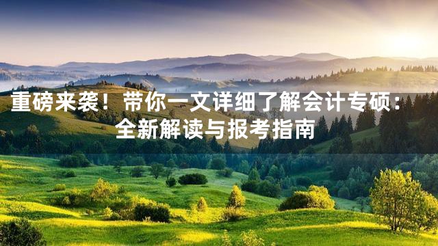 重磅来袭！带你一文详细了解会计专硕：全新解读与报考指南