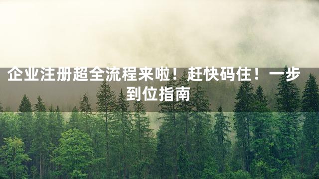 企业注册超全流程来啦！赶快码住！一步到位指南