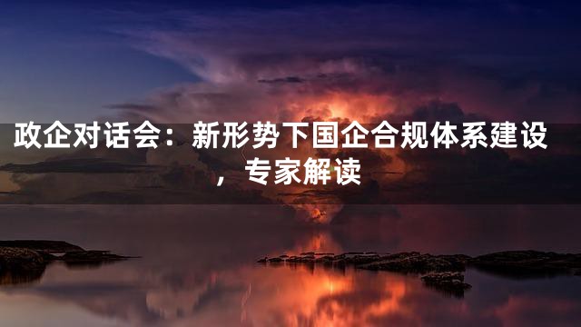 政企对话会：新形势下国企合规体系建设，专家解读