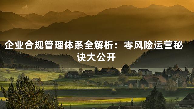 企业合规管理体系全解析：零风险运营秘诀大公开