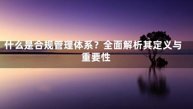 什么是合规管理体系？全面解析其定义与重要性