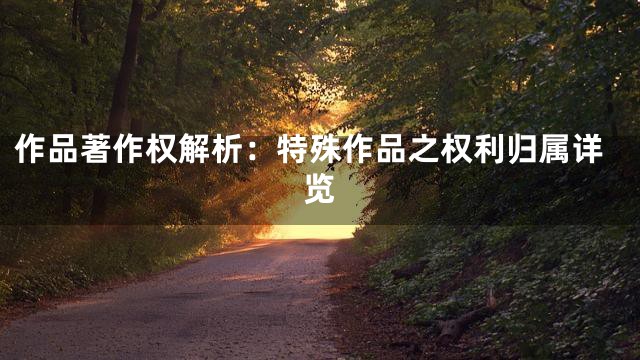 作品著作权解析：特殊作品之权利归属详览