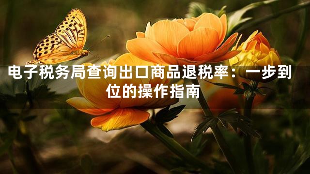 电子税务局查询出口商品退税率：一步到位的操作指南