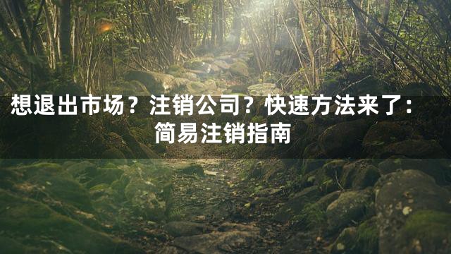 想退出市场？注销公司？快速方法来了：简易注销指南