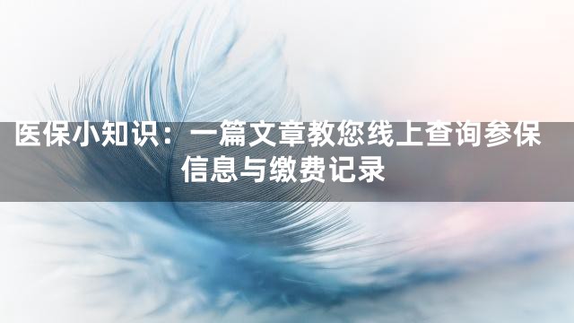 医保小知识：一篇文章教您线上查询参保信息与缴费记录