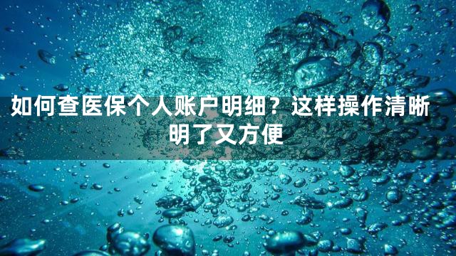 如何查医保个人账户明细？这样操作清晰明了又方便