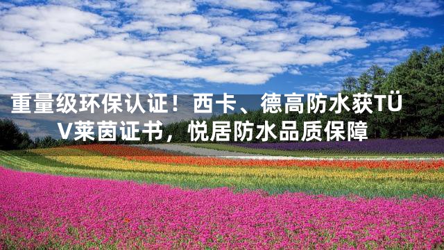 重量级环保认证！西卡、德高防水获TÜV莱茵证书，悦居防水品质保障