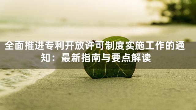 全面推进专利开放许可制度实施工作的通知：最新指南与要点解读