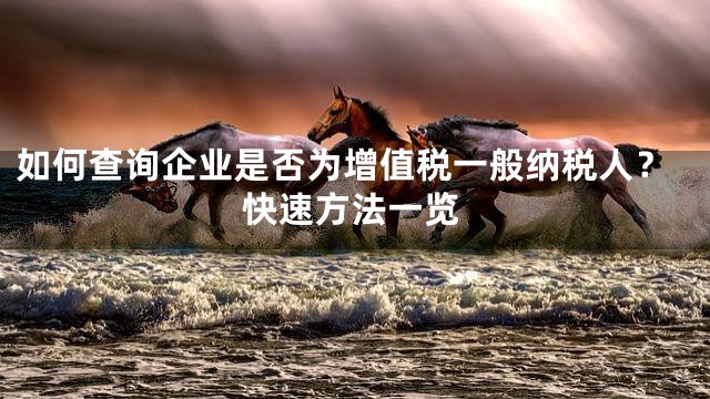 如何查询企业是否为增值税一般纳税人？快速方法一览