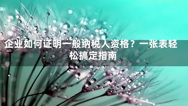 企业如何证明一般纳税人资格？一张表轻松搞定指南