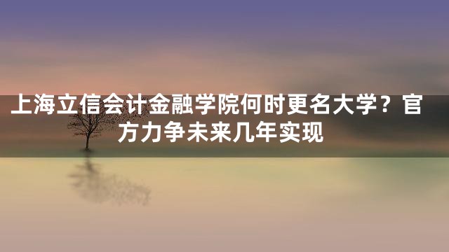 上海立信会计金融学院何时更名大学？官方力争未来几年实现