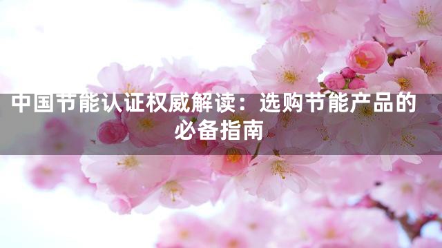 中国节能认证权威解读：选购节能产品的必备指南