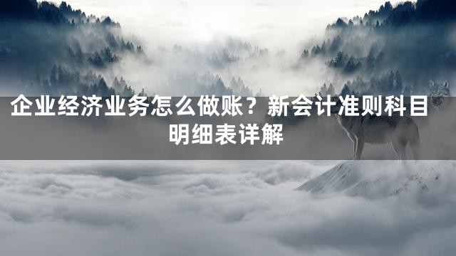 企业经济业务怎么做账？新会计准则科目明细表详解