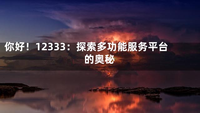 你好！12333：探索多功能服务平台的奥秘