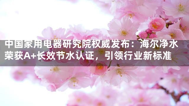 中国家用电器研究院权威发布：海尔净水荣获A+长效节水认证，引领行业新标准