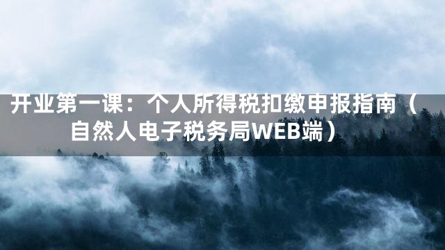 开业第一课：个人所得税扣缴申报指南（自然人电子税务局WEB端）