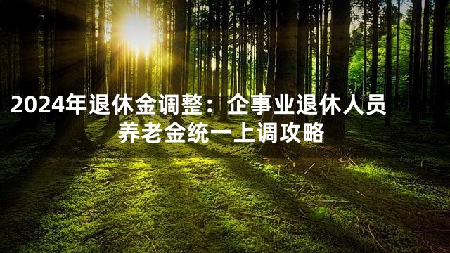 2024年退休金调整：企事业退休人员养老金统一上调攻略
