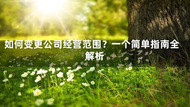 如何变更公司经营范围？一个简单指南全解析