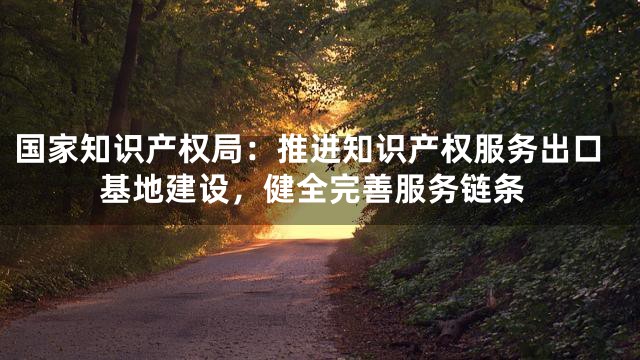 国家知识产权局：推进知识产权服务出口基地建设，健全完善服务链条