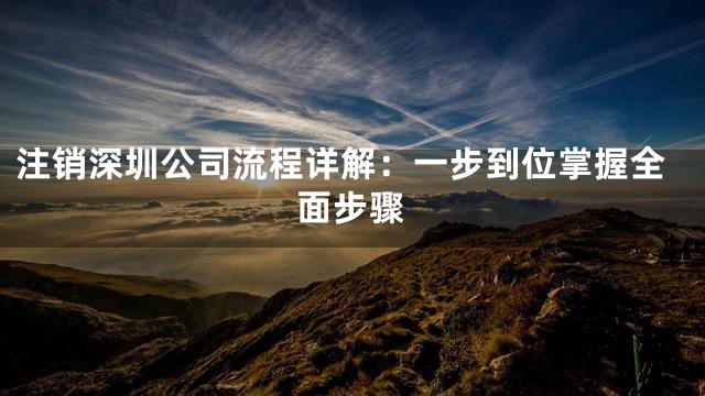 注销深圳公司流程详解：一步到位掌握全面步骤