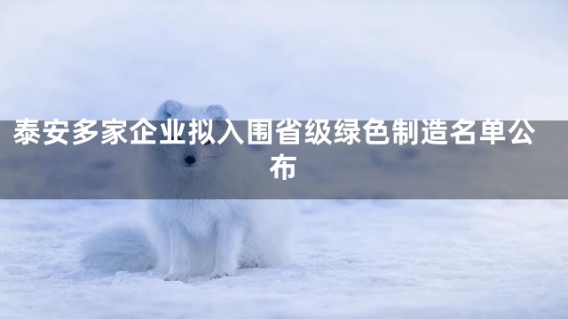 泰安多家企业拟入围省级绿色制造名单公布