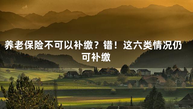 养老保险不可以补缴？错！这六类情况仍可补缴