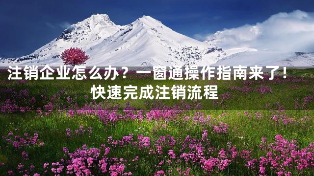 注销企业怎么办？一窗通操作指南来了！快速完成注销流程
