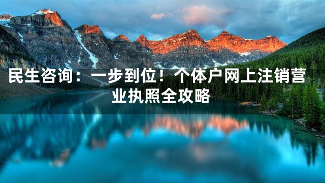 民生咨询：一步到位！个体户网上注销营业执照全攻略