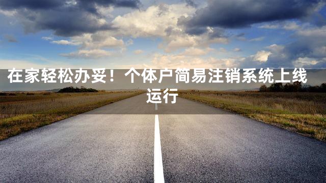 在家轻松办妥！个体户简易注销系统上线运行