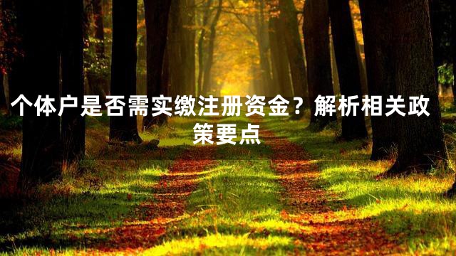 个体户是否需实缴注册资金？解析相关政策要点