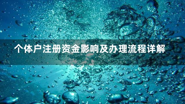 个体户注册资金影响及办理流程详解